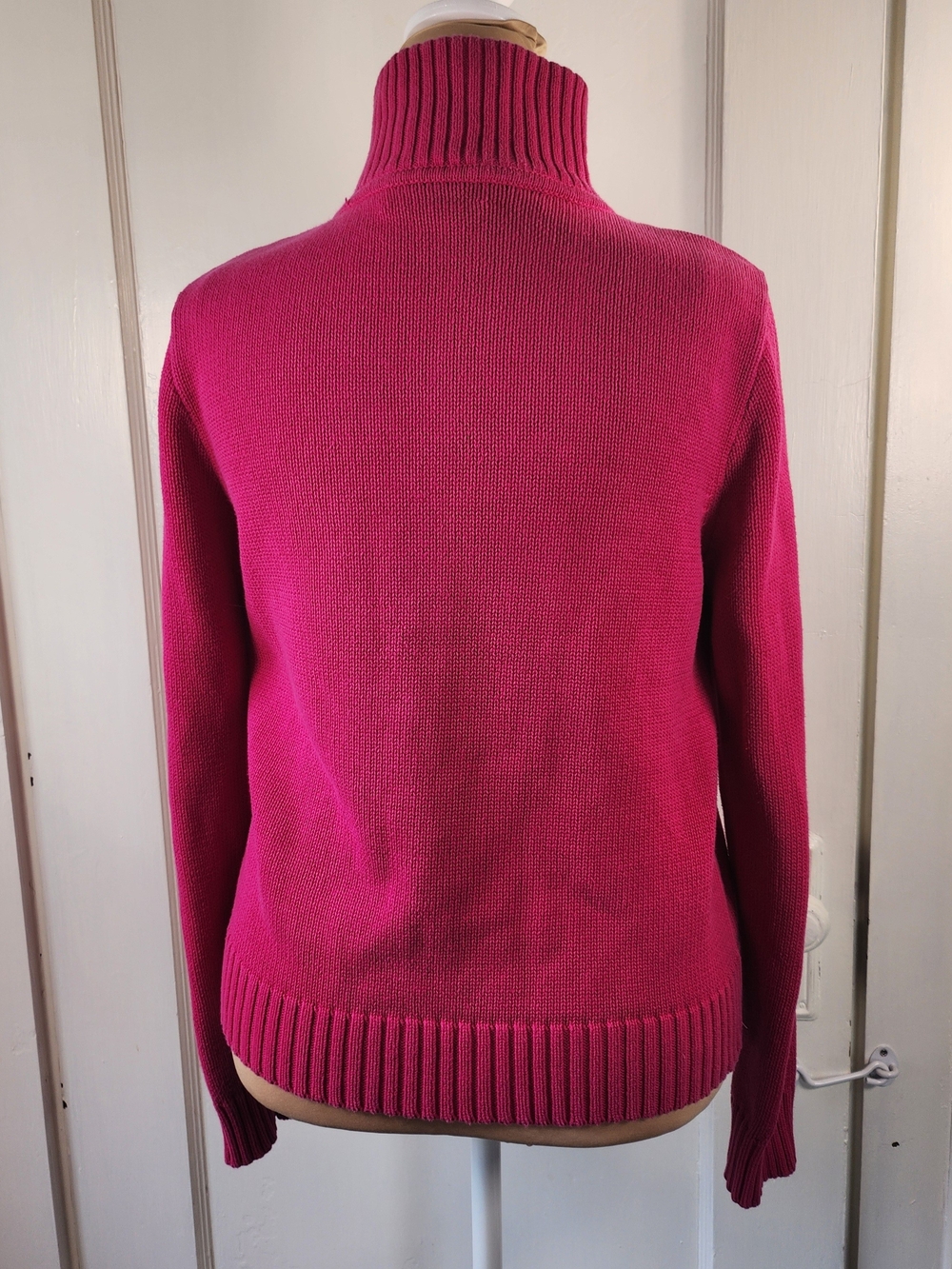 Lauren Ralph Lauren Large Hot Pink Full-Zip Sweater Cardigan - Picture 4 of 7